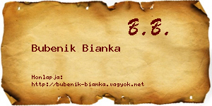 Bubenik Bianka névjegykártya